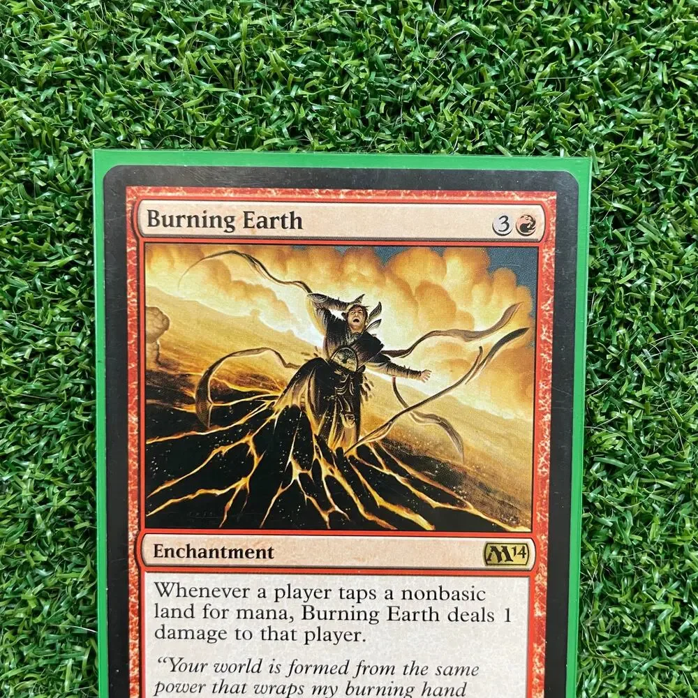 MTG Burning Earth M14 Rare Red Enchantment Nonbasic Land Damage NM